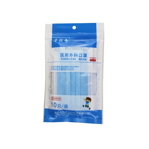 医用外科口罩	儿童型，14.5cm*9.5cm，平面耳挂式，10个/包，非灭菌
