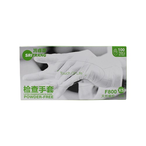 一次性使用医用橡胶检查手套	F800-XS号，无粉，指尖麻面，非灭菌，左右手通用，100只/盒