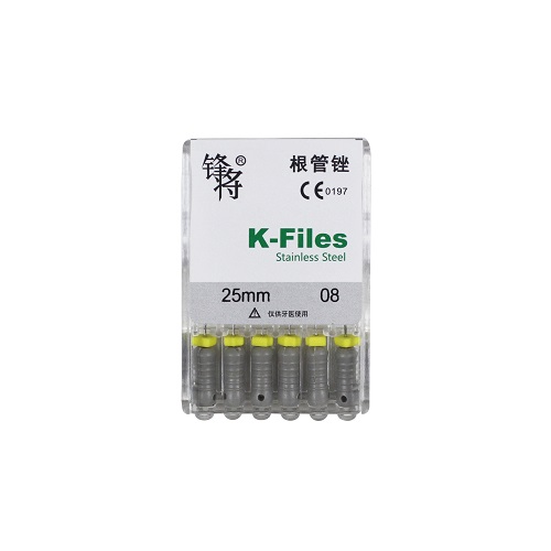 （锋将）手用不锈钢K锉 K-Files 25mm 08#，6支/板