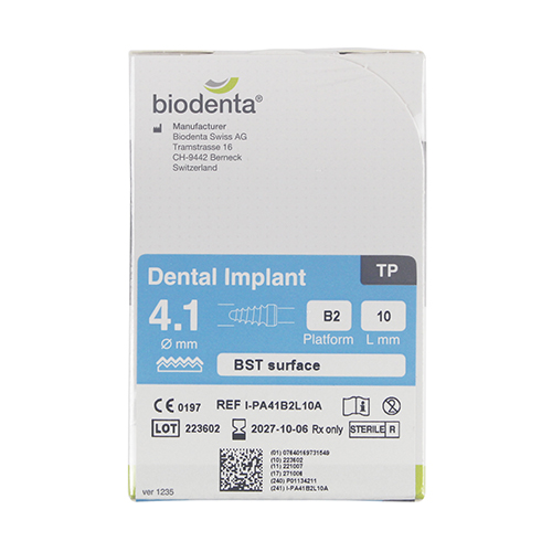 纯钛人工牙种植体 锥形状，直径4.1mm,B2,长度10mm,IPA41B2L10A