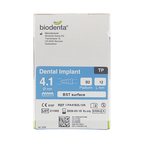 纯钛人工牙种植体 锥形状，直径4.1mm,B2,长度12mm,IPA41B2L12A