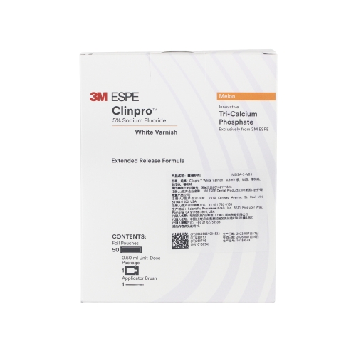 Clinpro™ White Varnish氟保护漆-50粒 12247L（蜜瓜味）  (每粒含0.50ml和1个小毛刷)