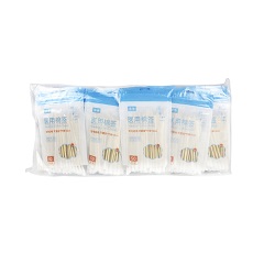 湘健 医用棉签 10cm，竹棒，单头，灭菌级，普通款，带自封口，50支/袋*20袋/包